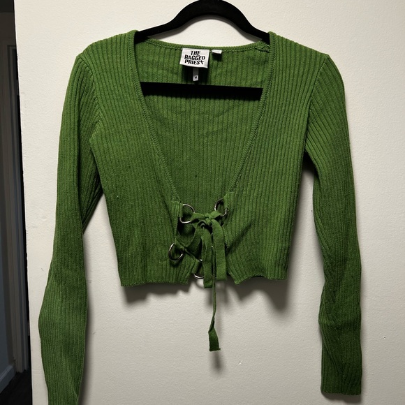 The Ragged Priest Green Ribbed Top - Picture 1 of 4